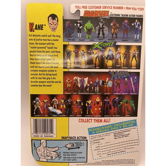 Marvel Uncanny X-Men X-Force Kane Action Figure Toy Biz 1992 - Picture 3 of 3